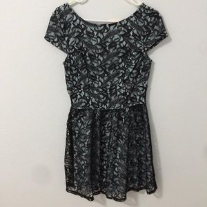 Floral Light blue lace black dress SIZE 7